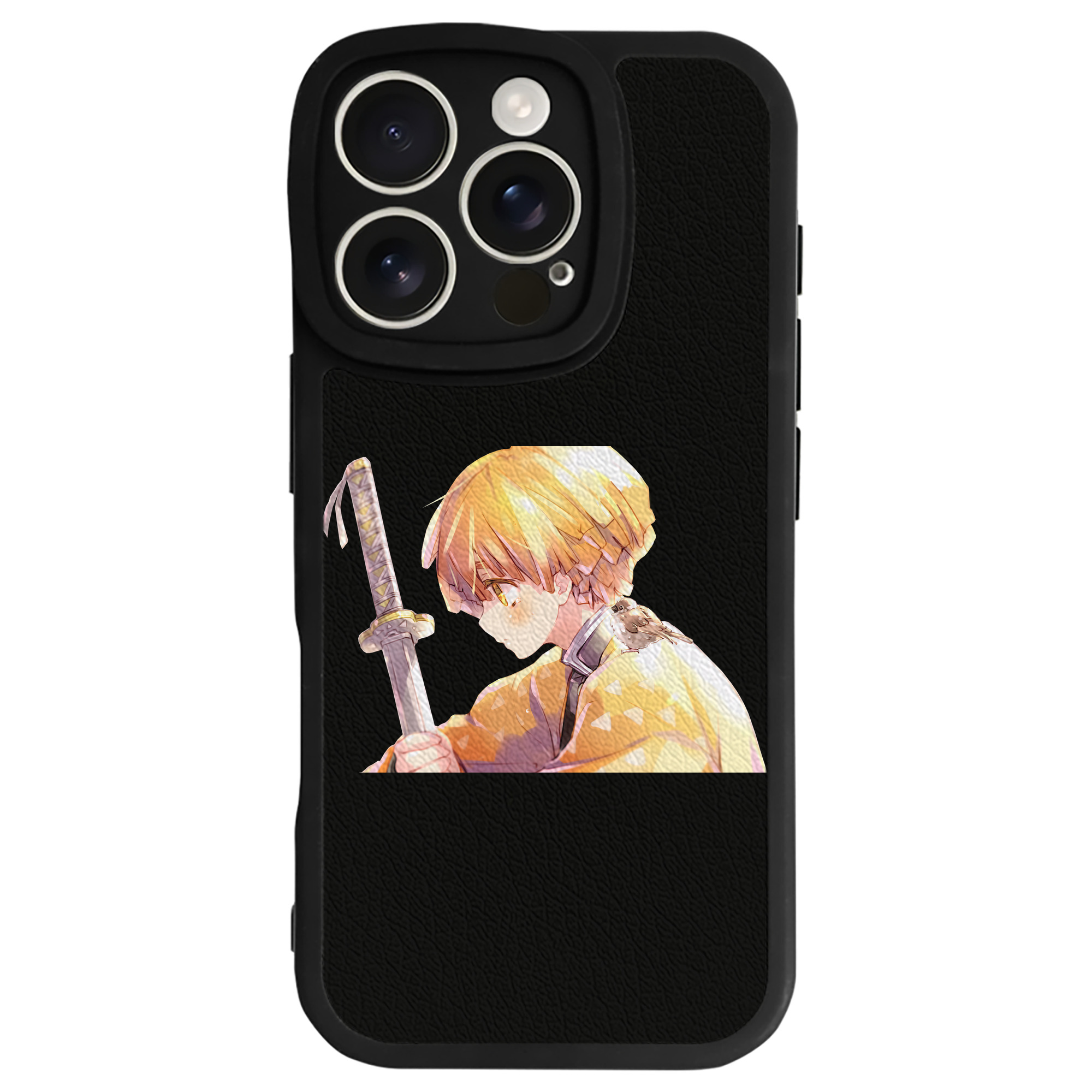 （画像用） 鬼滅の刃（きめつのやいば）我妻 善逸／あがつま ぜんいつ Agatsuma Zenitsu 【iPhone 16シリーズ対応】シリコンスマホケース（レザー調） 材質：シリコン